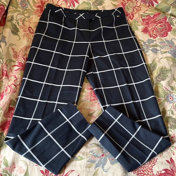 ESCADA Size EU 38 Plaid Stretchy Cigarette Chino Cotton Blend Naval Prep $295NEW - Picture 2 of 16